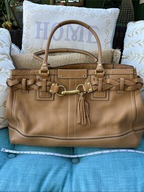 Coach Hamptons Braided Carryall Tote with Tassel oversized